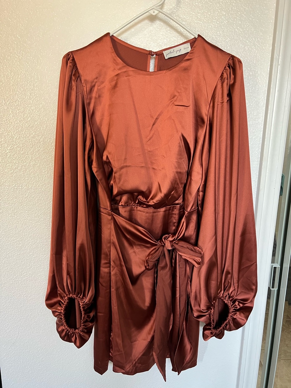 Satin Tie-Waist Mini Dress